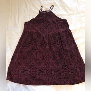 Mossimo, large, wine colored black floral print dress. G